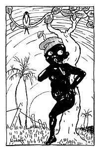 Desenho do Saci Pererê com seu gorro e cachimbo